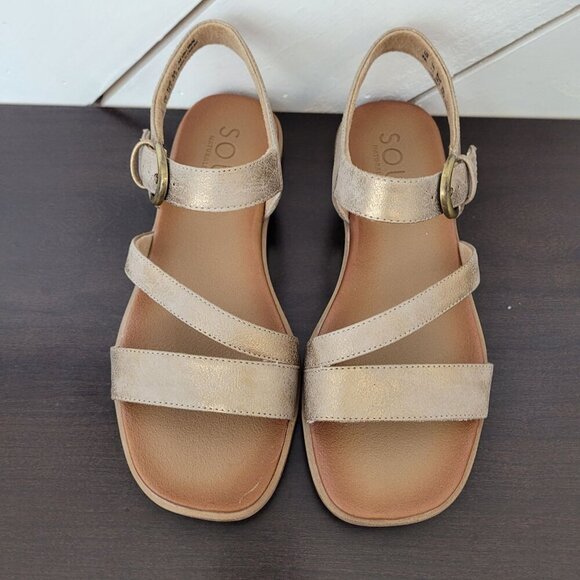 NEW Soul Naturalizer Jayvee Ankle Strap Sandals Metallic Mauve Faux Leather 8W - Picture 5 of 10